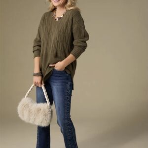 Coco + Carmen Olive Green Sweater